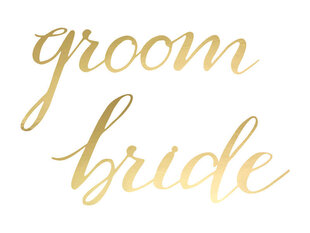 Декорация на стул Bride Groom, золотая, 35x17см (1 упаковка/2 шт) цена и информация | Праздничные декорации | 220.lv