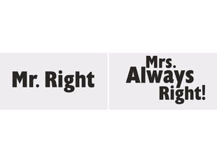 Aksesuāri fotosesijai Mr. Right/Mrs. Always Right! 30x15 cm (1 iepak./ 2 gab.) цена и информация | Праздничные декорации | 220.lv