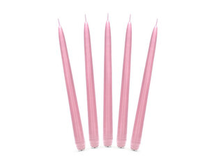 Koniskās sveces, matētas gaiši rozā krāsā, 24 cm, 1 iepakojums / 10 gab cena un informācija | Sveces un svečturi | 220.lv