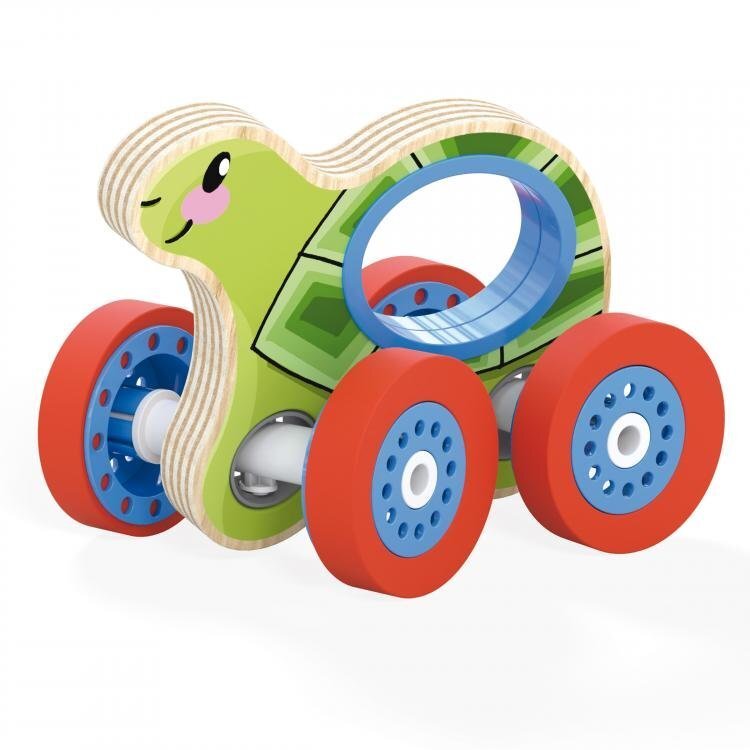 Koka rotaļlieta Bruņurupucis ar riteņiem Quercetti, 0747 cena un informācija | Rotaļlietas zīdaiņiem | 220.lv