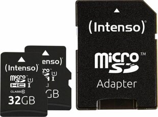 Карта памяти микро-SD с адаптером INTENSO 32 GB x 2 цена и информация | Карты памяти для телефонов | 220.lv