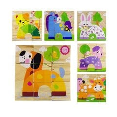 Koka puzle-klucīši "Dzīvnieki", 9 daļas цена и информация | Игрушки для малышей | 220.lv