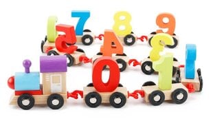 Attīstoša koka puzle "Vilciens ar cipariem" cena un informācija | Rotaļlietas zīdaiņiem | 220.lv