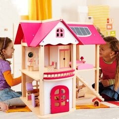 Koka leļļu māja "Pink Dollhouse" цена и информация | Игрушки для девочек | 220.lv