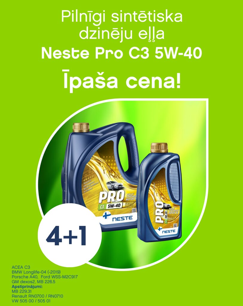 Akcija! Neste Pro C3 5W-40, 4L + 1L komplekts цена и информация | Motoreļļas | 220.lv
