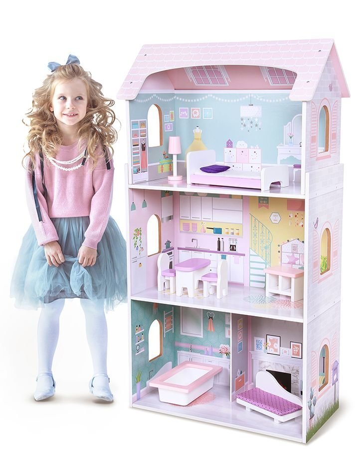 Koka leļļu mājiņa Ecotoys 4121 cena un informācija | Rotaļlietas meitenēm | 220.lv