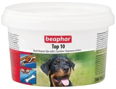 Beaphar Top 10 suņu barības bagātinātājs , 180 tabl. cena un informācija | Vitamīni, uztura bagātinātāji, pretparazītu līdzekļi suņiem | 220.lv