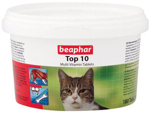 Beaphar Top 10 vitamīni kaķiem, 180 tabl. cena un informācija | Vitamīni, uztura bagātinātāji, pretparazītu līdzekļi kaķiem | 220.lv