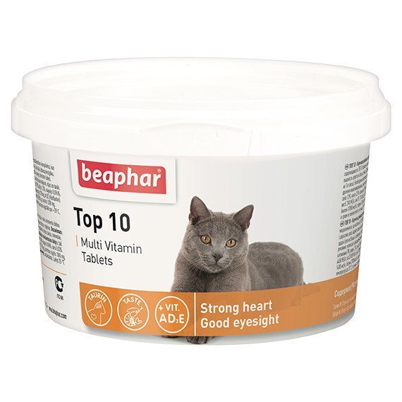 Beaphar Top 10 vitamīni kaķiem, 180 tabl. цена и информация | Vitamīni, uztura bagātinātāji, pretparazītu līdzekļi kaķiem | 220.lv