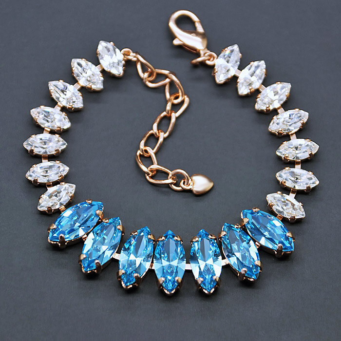 Aproce "Ornella (Aquamarine Blue)" ar Swarovski™ kristāliem цена и информация | Rokassprādzes | 220.lv