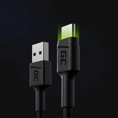 Кабель Green Cell Ray USB -кабель - USB -C 120 см с зеленой светодиодной подсветкой и поддержкой быстрой зарядки Ultra Charge, QC 3.0 цена и информация | Кабели для телефонов | 220.lv
