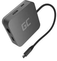 Savienotājs Green Cell HUB2 USB-C, 3xUSB 3.0, Ethernet 1Gbps, HDMI 4K, DEX Nintendo Switch Apple cena un informācija | Adapteri un USB centrmezgli | 220.lv