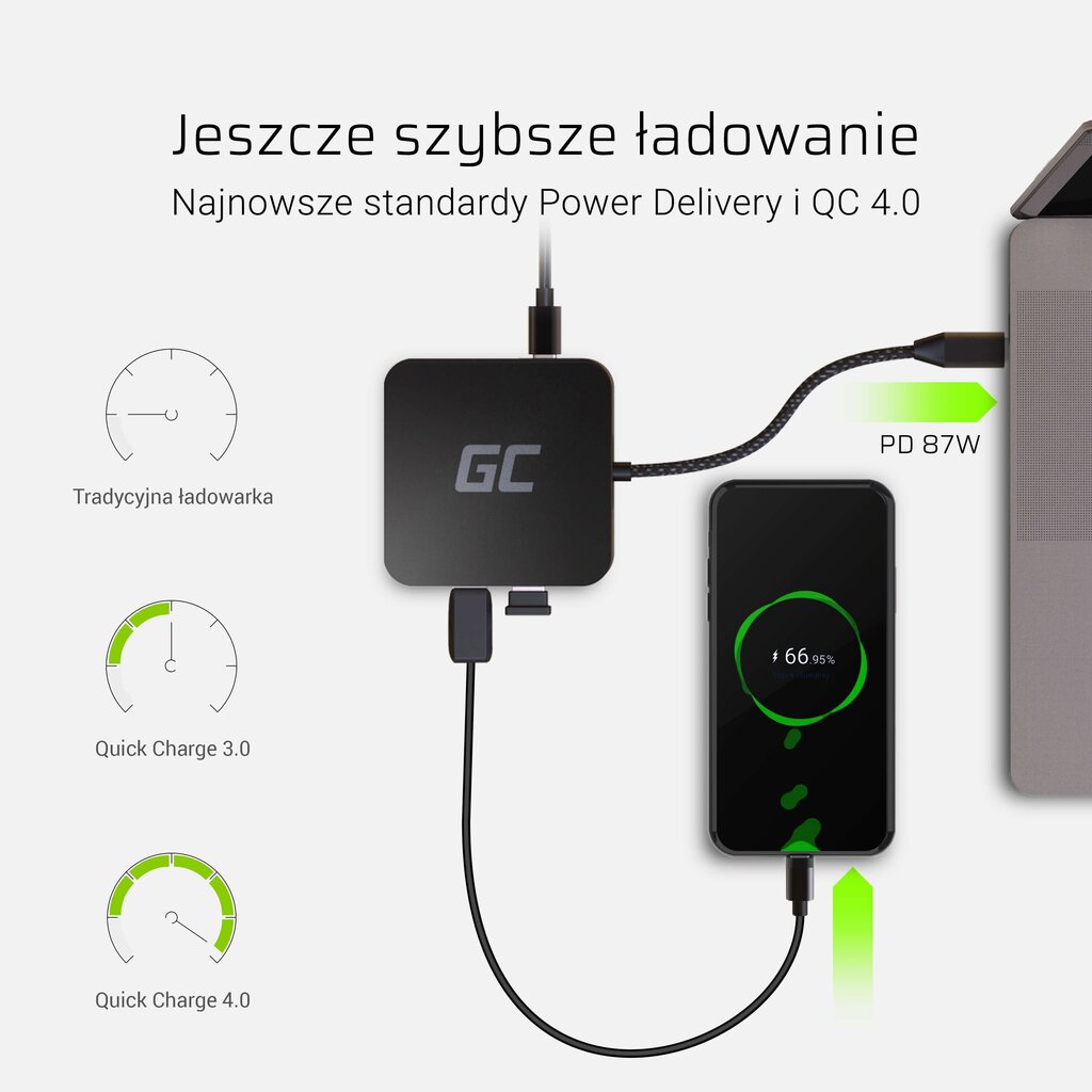 Savienotājs Green Cell HUB2 USB-C, 3xUSB 3.0, Ethernet 1Gbps, HDMI 4K, DEX Nintendo Switch Apple цена и информация | Adapteri un USB centrmezgli | 220.lv