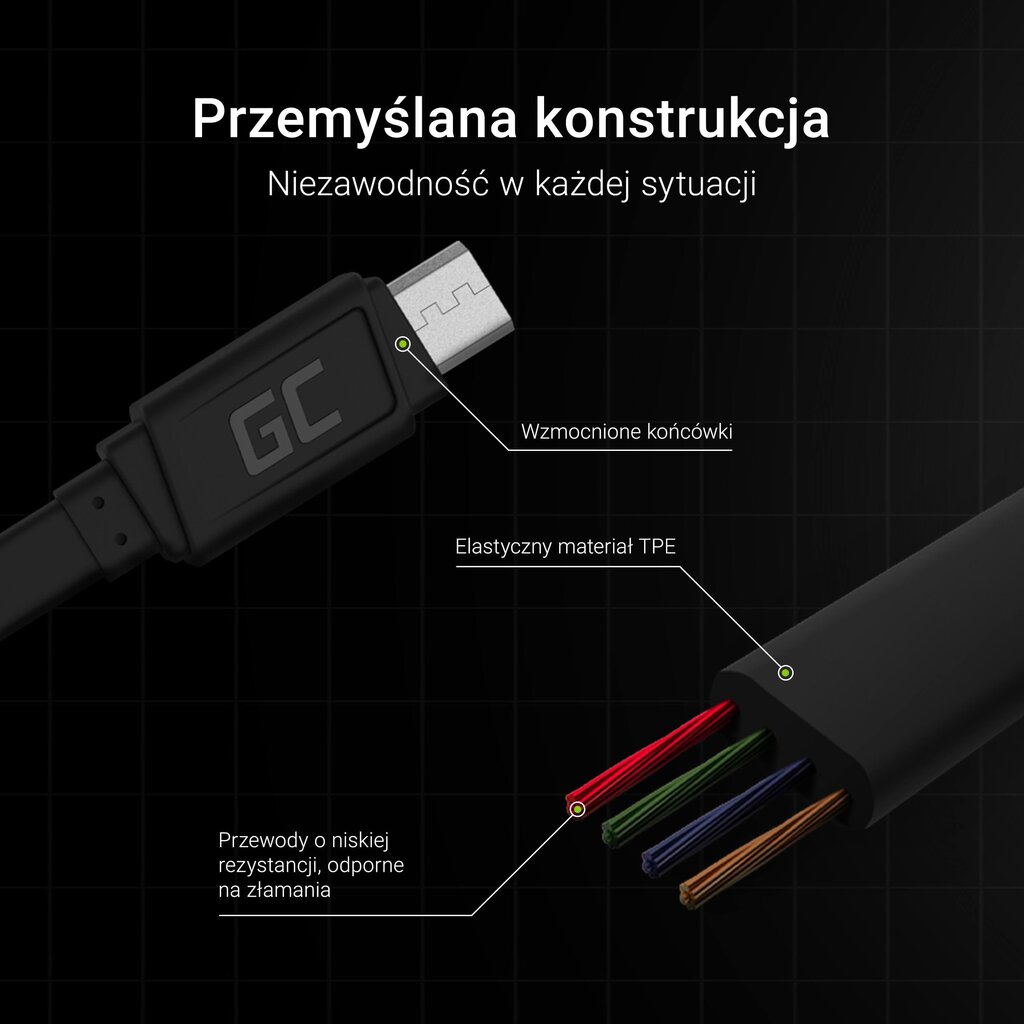 Green Cell USB/Micro USB kabelis, 25 cm цена и информация | Savienotājkabeļi | 220.lv