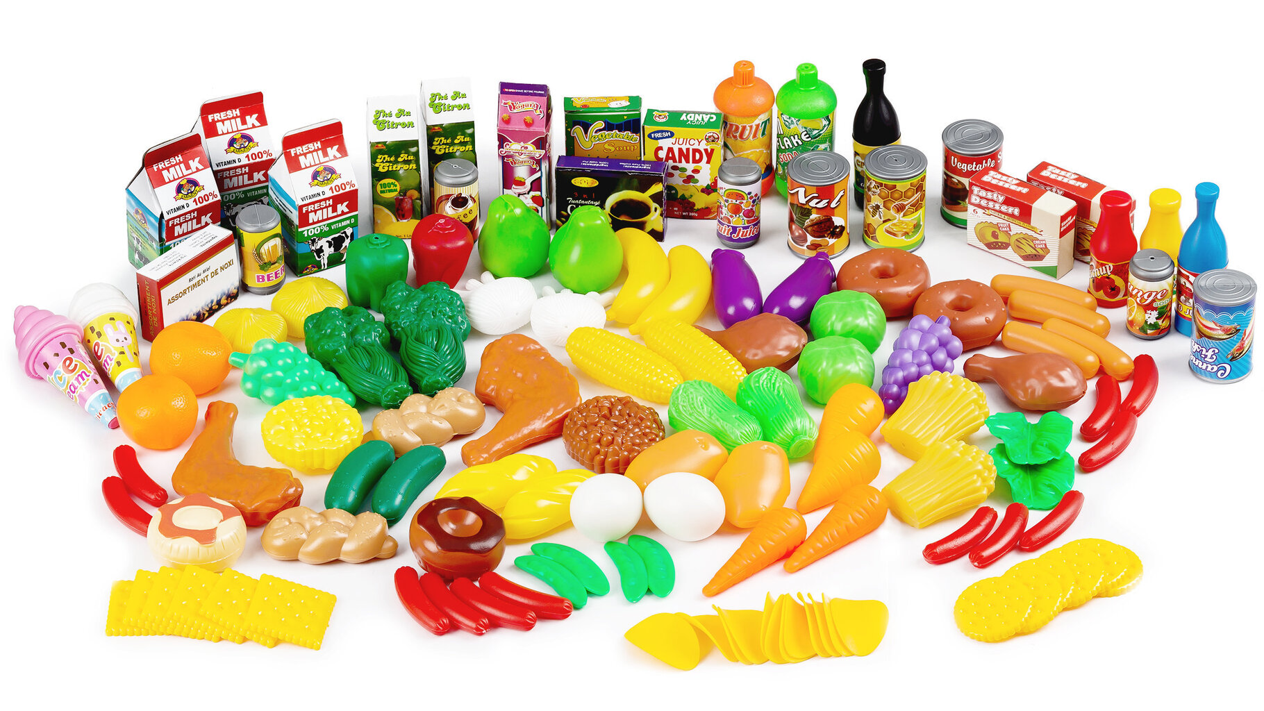 Rotaļlietu pārtikas komplekts, 120 daļas cena un informācija | Rotaļlietas meitenēm | 220.lv