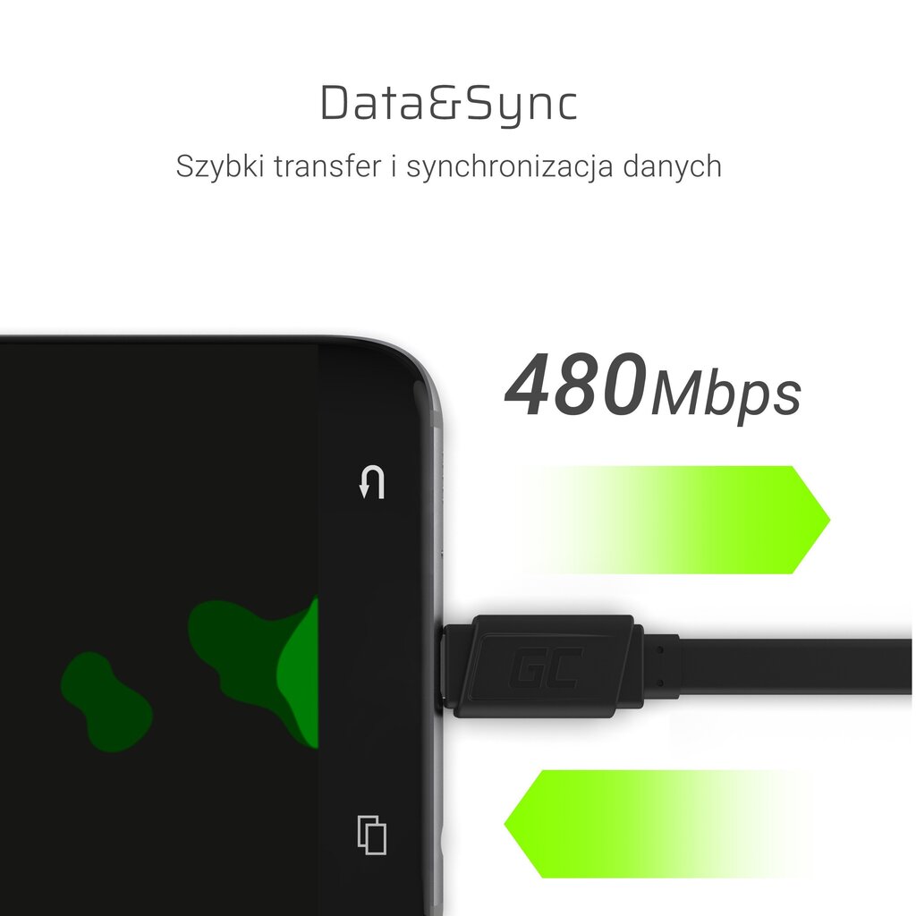 Green Cell ātrās uzlādes vads USB/USB-C, 25 cm cena un informācija | Savienotājkabeļi | 220.lv