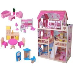 Деревянный кукольный домик EcoToys Raspberry цена и информация | Игрушки для девочек | 220.lv