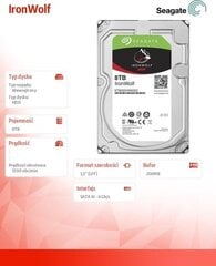 Seagate ST8000VN004 цена и информация | Внутренние жёсткие диски (HDD, SSD, Hybrid) | 220.lv