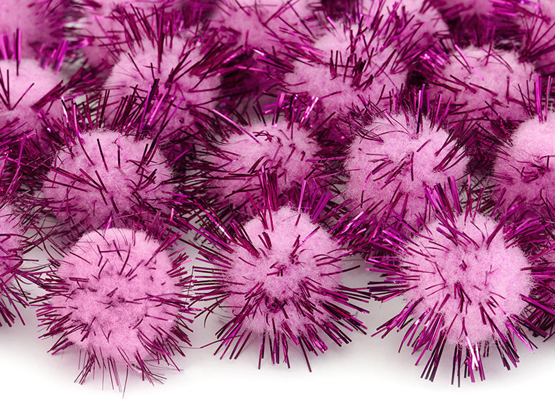 Plīša bumbiņas ar spīdumiem, rozā, 2 cm, 1 iepak./20 gab. cena un informācija | Svētku dekorācijas | 220.lv