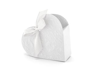 Декоративные коробки для лакомств Сердечки, белые, 10x9x3 см, 1 коробка/50 упаковок (1 упаковка/ 10 шт) цена и информация | Праздничная одноразовая посуда | 220.lv