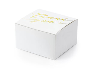 Декоративные коробки для лакомств Thank you, белые с надписью золотого цвета, 6x3,5x5,5 см, 1 упак /10 шт цена и информация | Праздничная одноразовая посуда | 220.lv