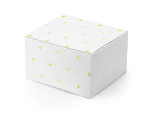 Декоративные коробки для деликатесов, белые с сердечками золотого цвета, 6x3,5x5,5 см, 1 упак/10 шт цена и информация | Праздничная одноразовая посуда | 220.lv