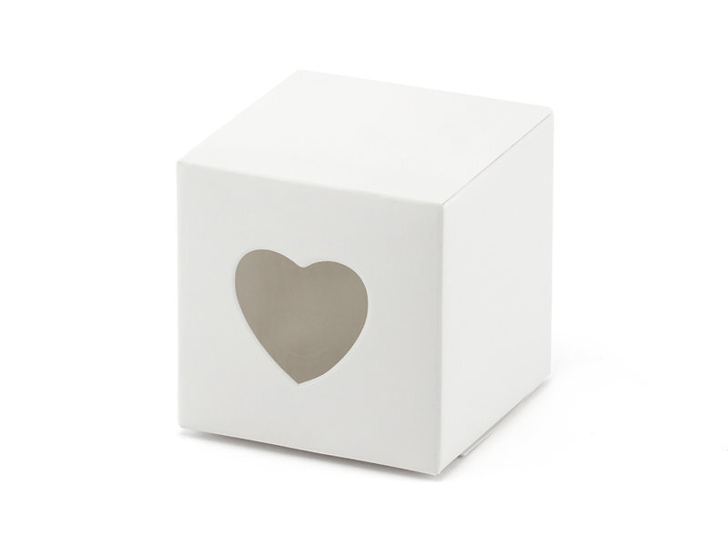 Dekoratīvas kastītes gardumiem Heart, baltas ar izgrieztu sirdi, 5x5x5 cm, 1 iepak./10 gab. cena un informācija | Vienreizējie trauki | 220.lv