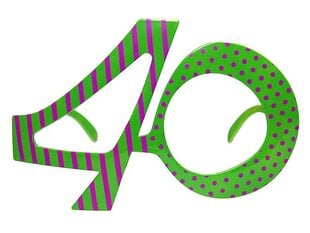 Аксессуар для фотосессии очки 40 лет, зеленые (1 кор/ 25 шт) цена и информация | Праздничные декорации | 220.lv