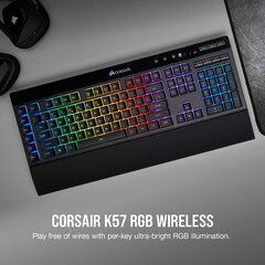 CORSAIRCorsair K57 RGB bezvadu spēļu tastatūra (NA izkārtojums) 5C015-NA cena un informācija | Klaviatūras | 220.lv