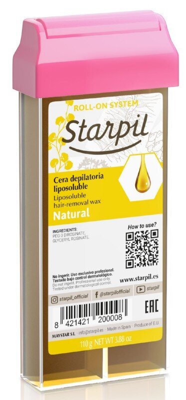 Dabīgs depilācijas vasks Starpil Roll-on Natural 110 g cena un informācija | Depilācijas līdzekļi, vaksācijas piederumi | 220.lv