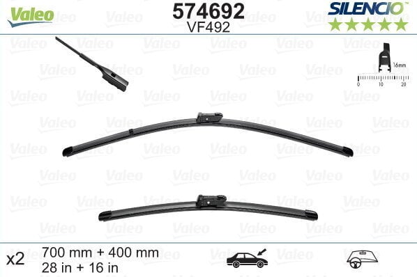 Valeo Silencio VF492 700/400mm stikla tīrītāju kompl. SEAT, VW cena un informācija | Logu slotiņas | 220.lv