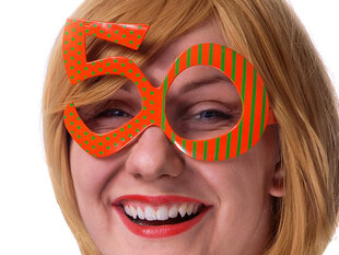 Аксессуар для фотосессии очки 50 лет, оранжевые (1 кор / 25 шт.) цена и информация | Праздничные декорации | 220.lv
