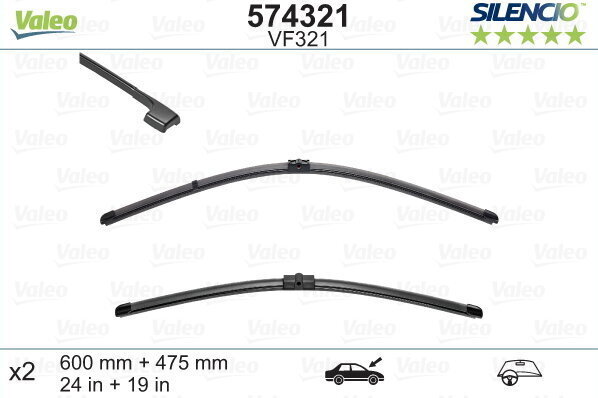 Valeo Silencio VF321 600/475mm stikla tīrītāju kompl. BMW E90/91/92 цена и информация | Logu slotiņas | 220.lv