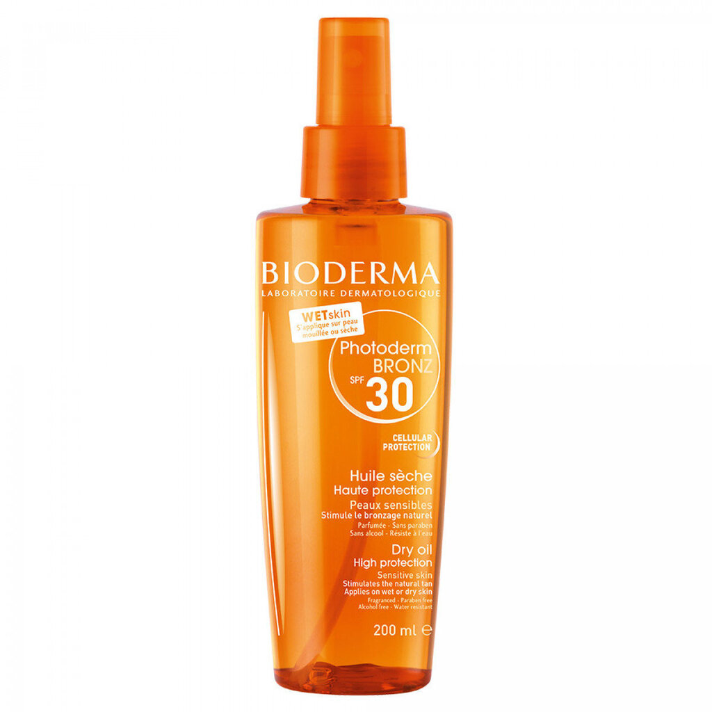 Aizsargājoša, izsmidzināma sausa eļļa Bioderma Photoderm Bronz SPF30 200 ml cena un informācija | Sauļošanās krēmi | 220.lv