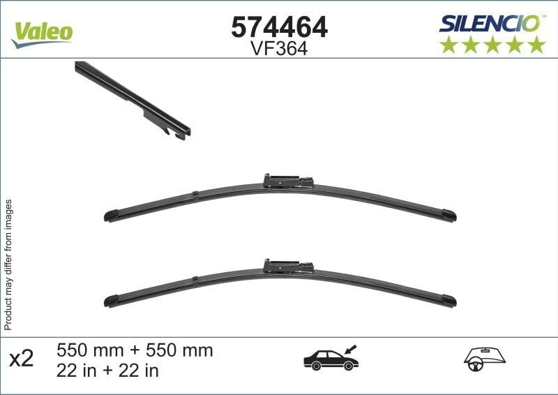 Valeo Silencio VF364 550/550mm stikla tīrītāju kompl. Audi cena un informācija | Logu slotiņas | 220.lv