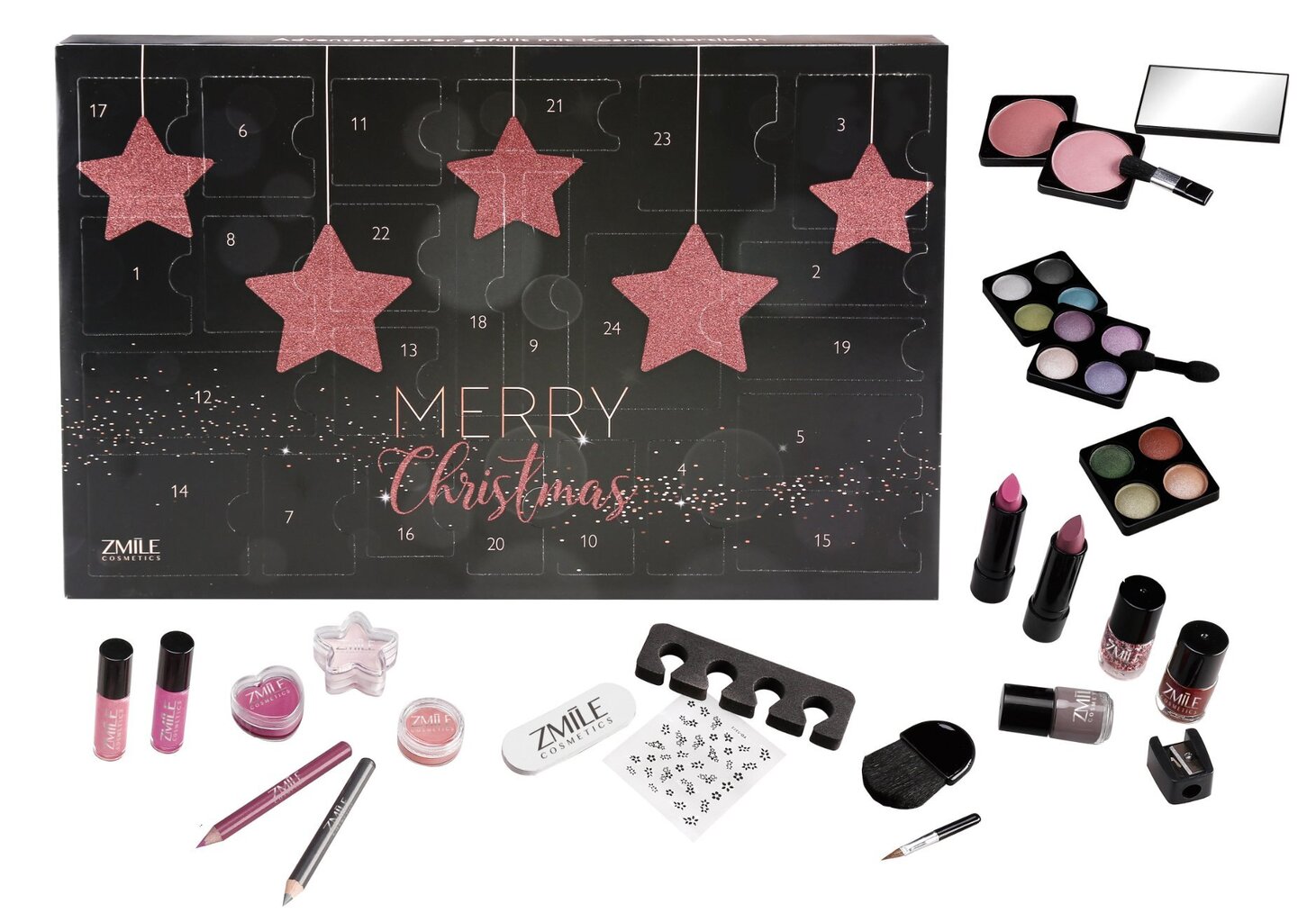 Kosmētikas komplekts - Adventes kalendārs Zmile Cosmetics Sparkling Stars Rosegold cena un informācija | Lūpu krāsas, balzāmi, spīdumi, vazelīns | 220.lv