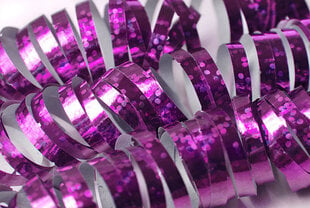 Hologrāfiska dekoratīvā lente, rozā, 3,8m (1 kaste/ 100 iepak.) (1 iepak./ 18 gab.) cena un informācija | Dāvanu saiņošanas materiāli | 220.lv