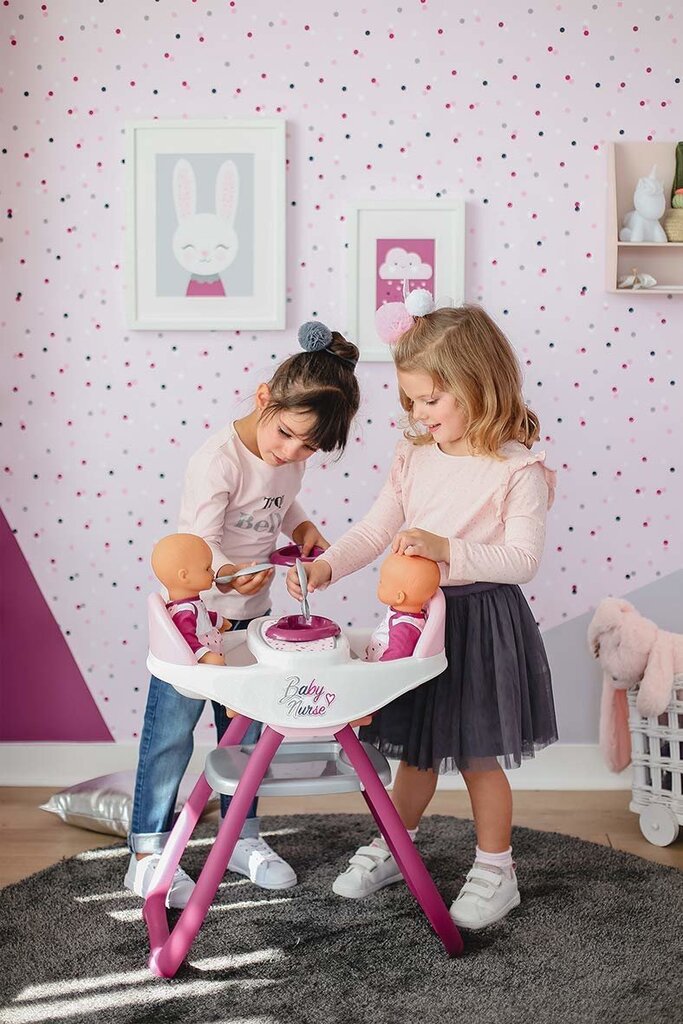 Leļļu-dvīņu barošanas krēsls Smoby Baby Nurse, 220344 cena un informācija | Rotaļlietas meitenēm | 220.lv
