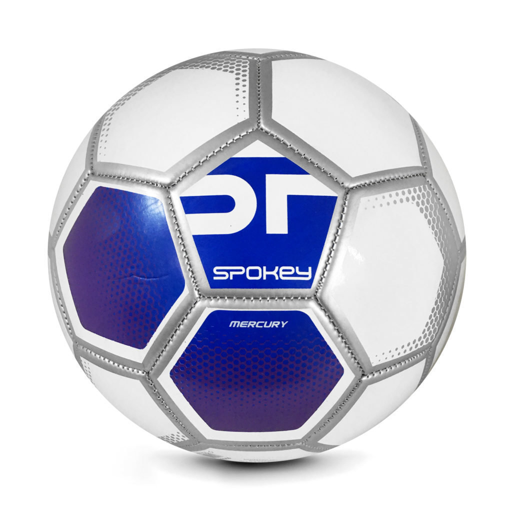 Futbola bumba Spokey Mercury, 5. izmērs, balta/zila cena un informācija | Futbola bumbas | 220.lv
