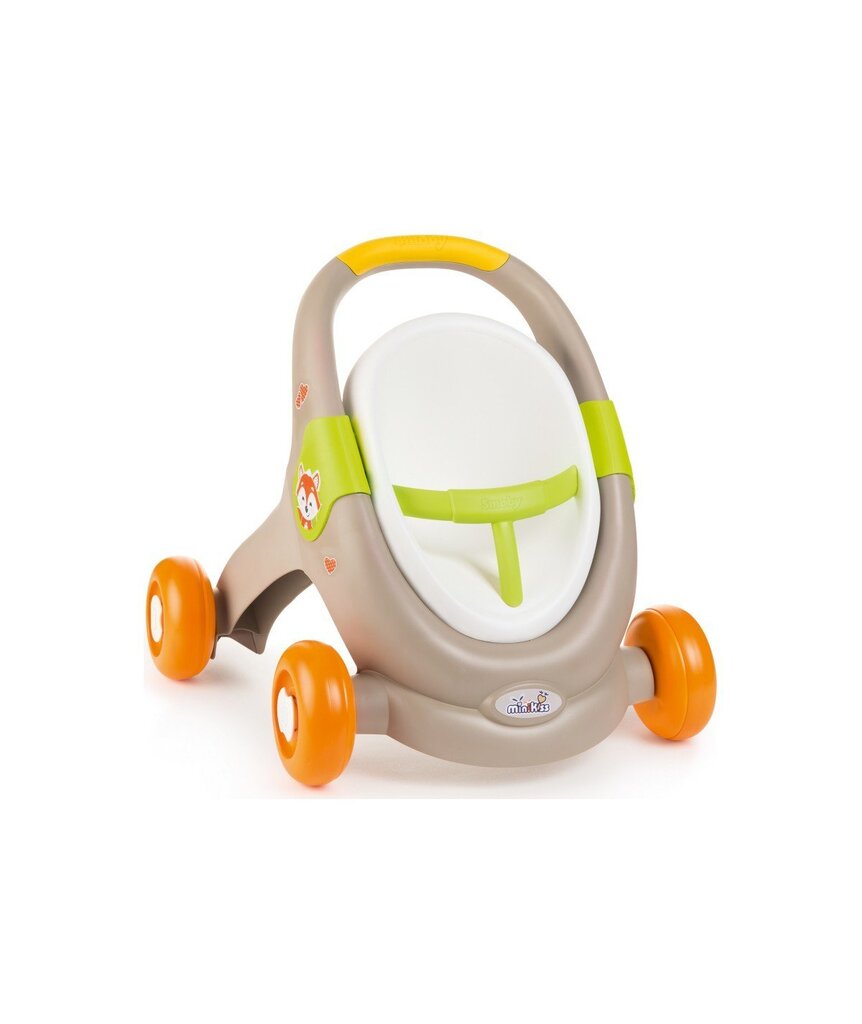 Staigulis - stumjamā rotaļlieta - leļļu rati Smoby Mini Kiss 3 in 1, pelēks цена и информация | Rotaļlietas zīdaiņiem | 220.lv