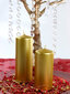 Cilindriskas sveces, matētas, metāliskas zelta krāsas, 15x6 cm, deg līdz 30 st, 1 iepak./6 gab. cena un informācija | Sveces un svečturi | 220.lv