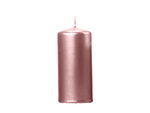 Cilindriskas sveces, matētas, rozā zelta krāsas, 12x6 cm, deg līdz 20 st, 1 iepak./6 gab.