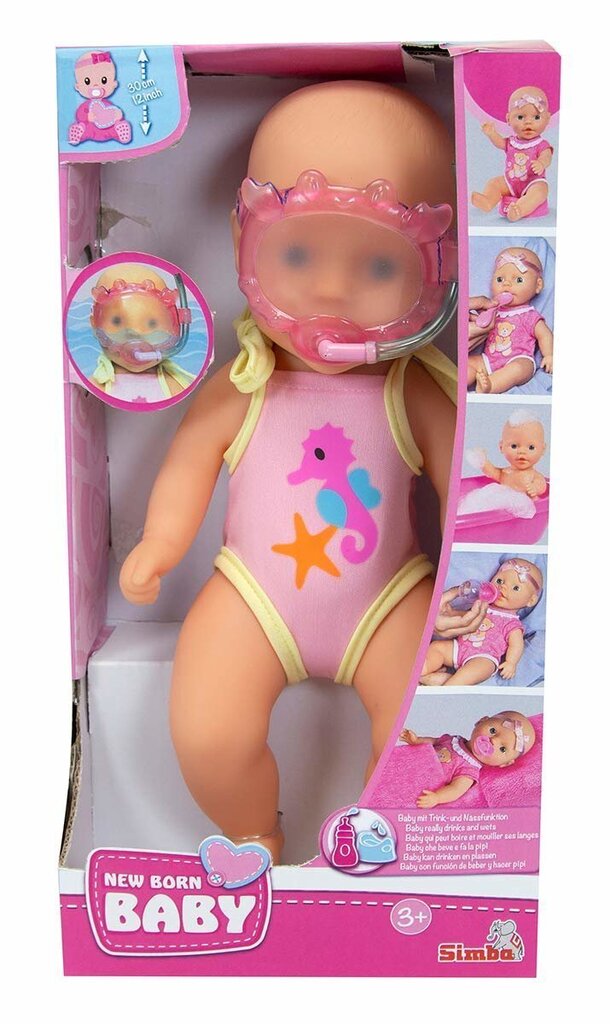 Bērnu lelle ar peldkostīmu Simba New Born Baby, 30 cm цена и информация | Rotaļlietas meitenēm | 220.lv