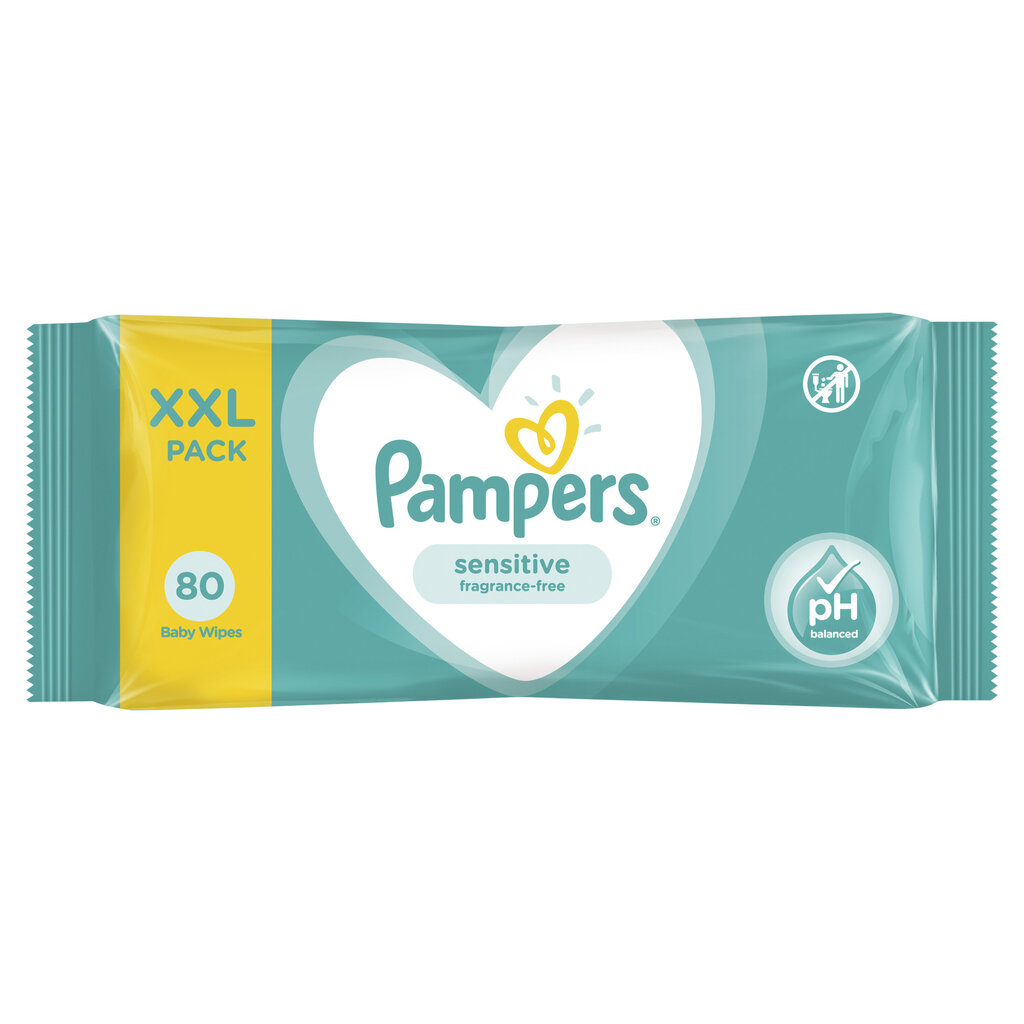 Salvetes PAMPERS Sensitive, 80 gab. цена и информация | Mitrās salvetes, vienreizlietojamie paladziņi | 220.lv