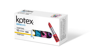 KOTEX tamponi NORMAL, 16gab. цена и информация | Тампоны, гигиенические прокладки для критических дней, ежедневные прокладки | 220.lv