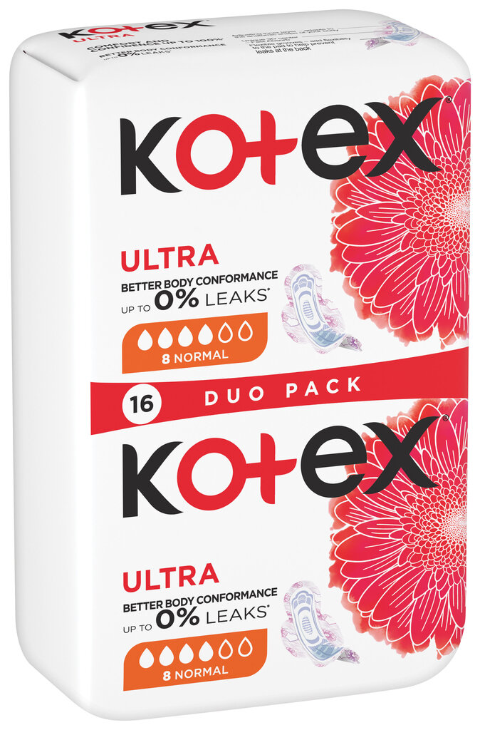 Higiēnas paketes Kotex Ultra Normal, 16 gab. cena un informācija | Tamponi, higiēniskās paketes, ieliktnīši | 220.lv