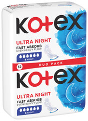 KOTEX Ultra Overnight Гиг. прокладки , 12 шт цена и информация | Тампоны, гигиенические прокладки для критических дней, ежедневные прокладки | 220.lv