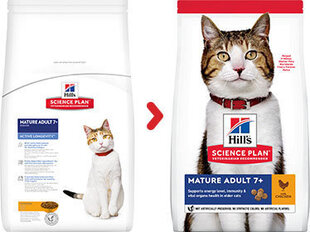 HILLS полноценный корм для кошек MATURE 7+, с курицей, 1,5 кг цена и информация | Сухой корм для кошек | 220.lv