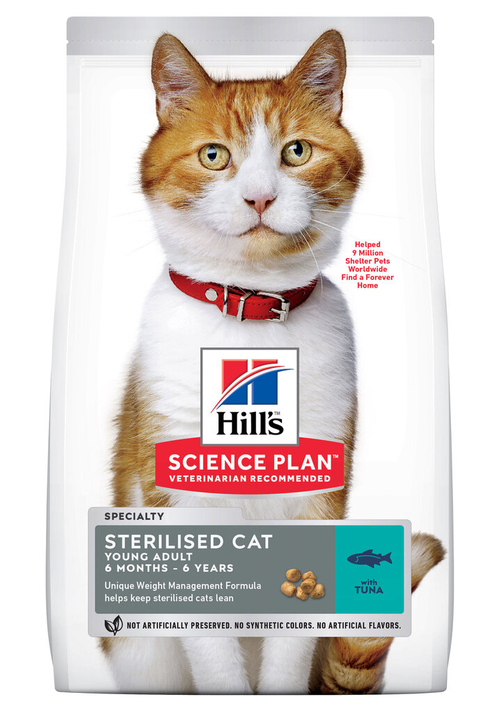 Hill's Science Plan Young Adult Sterilised Cat ar tunci, 3 kg cena un informācija | Sausā barība kaķiem | 220.lv