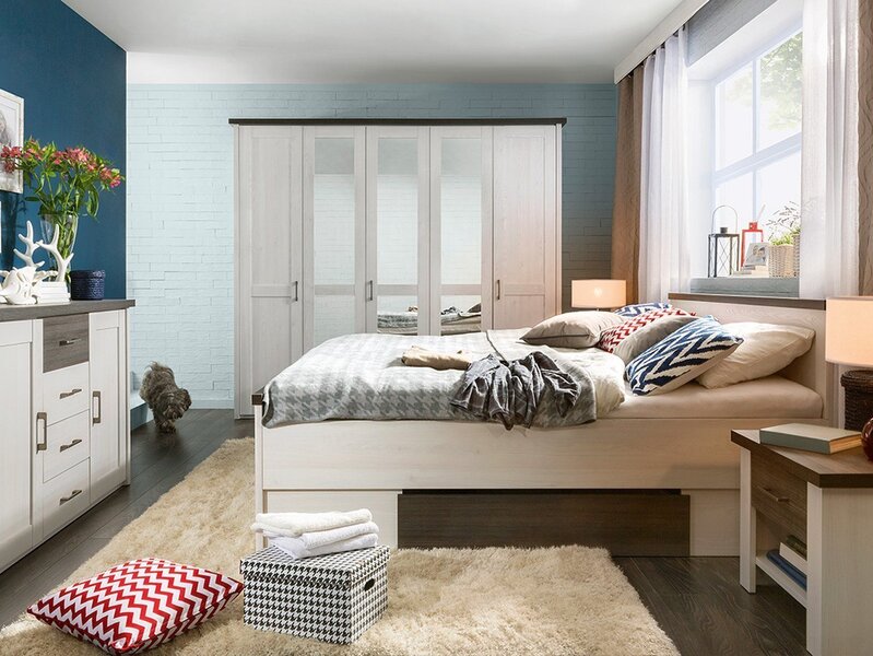 Guļamistabas mēbeļu komplekts BRW Luca 180 cm, balts/melns cena